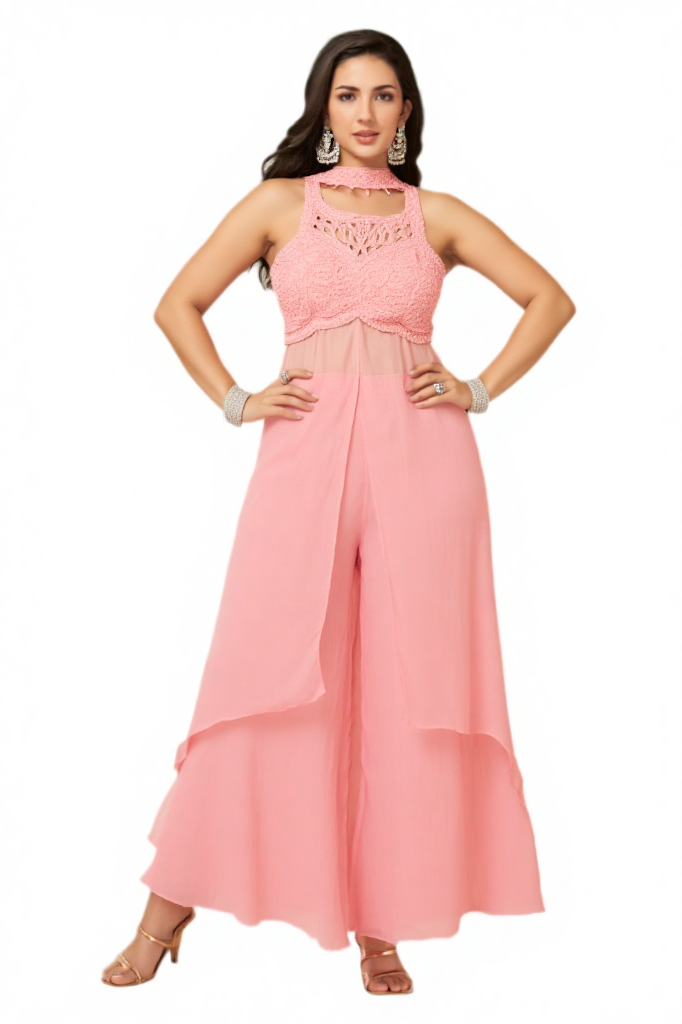 Indo Western Ready to wear Palazo Set Tissue Fabric