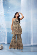 Indo Western Halter Neck Top With Flared Pant Cut Work <Navratri Special>