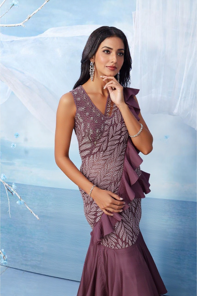 Draped Sarees Skirt Chinon Imported