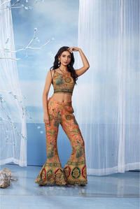 Indo Western peachy-pink Navartri special