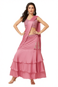 Pink Two-piece Indian or Indo-Western Lehenga Chli