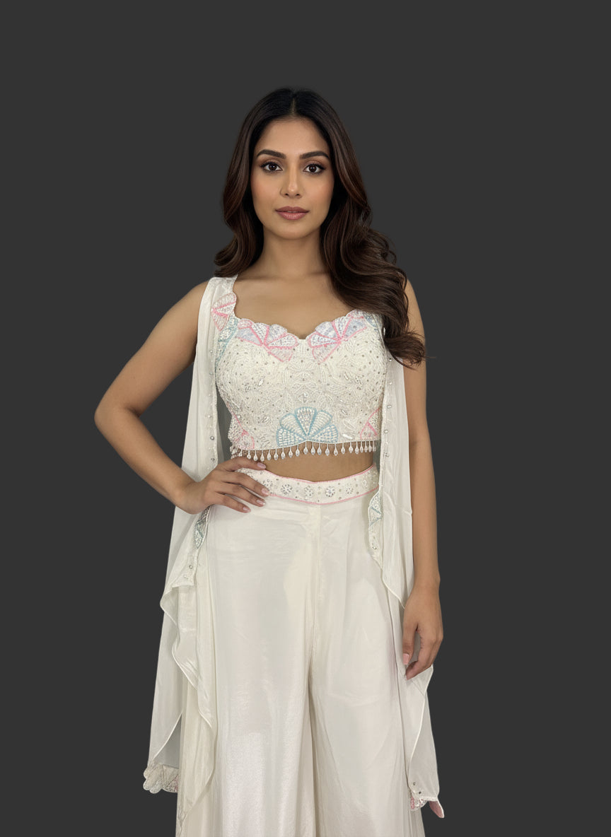 AMO-1009: Off-White Artisanal Palazzo Choli Outfit A18-1969 XL