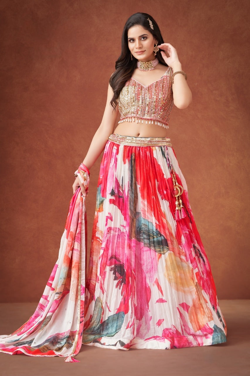 Lehenga Skirt Top Organza