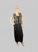 AMO-1007: Black & Gold Indo-Western Silk Ensemble with Handcrafted Embroidery