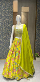 Lehenga Choli Tissue Silk Printed Floral Design new pattern