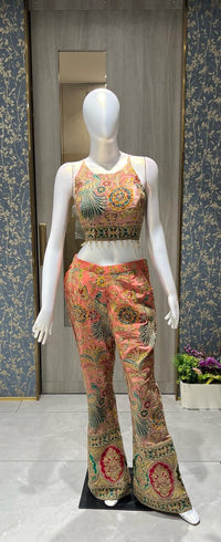 Indo Western peachy-pink Navartri special