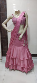 Pink Two-piece Indian or Indo-Western Lehenga Chli