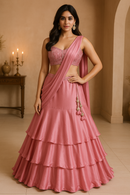 Pink Two-piece Indian or Indo-Western Lehenga Chli