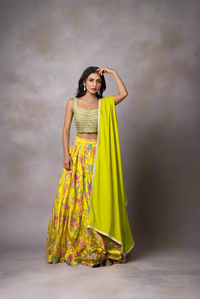 Lehenga Choli Tissue Silk Printed Floral Design new pattern