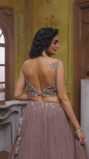 Gray-Brown Ghagra Choli