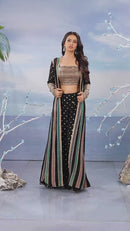 Indo Western - Rust orange Long Jacket With Palazzo